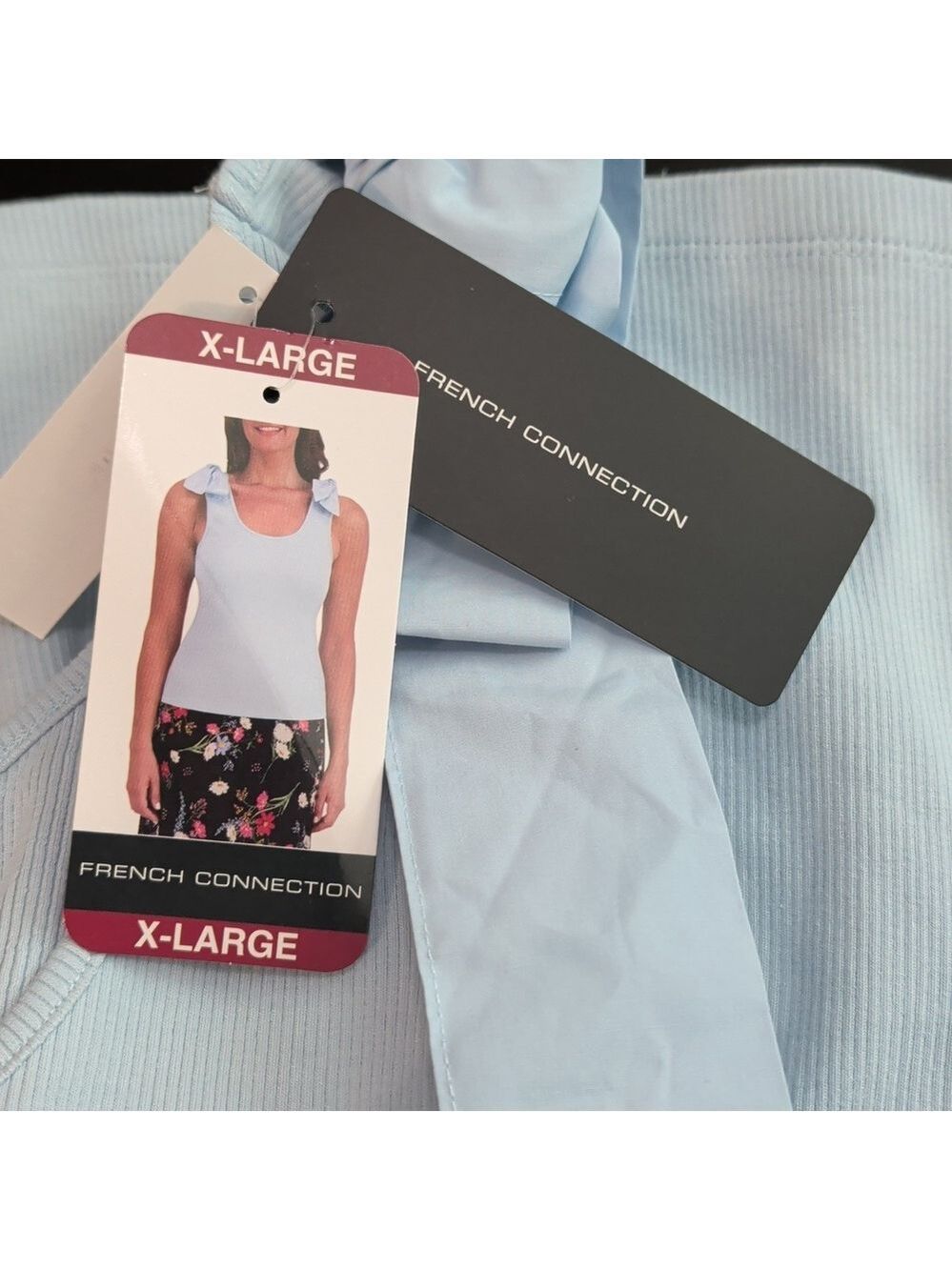 Women's French Connection Blue Bow Tank Top Size L, XL